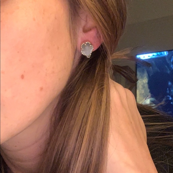 Tessa Gold Stud Earrings In Iridescent Drusy - Picture 3 of 3